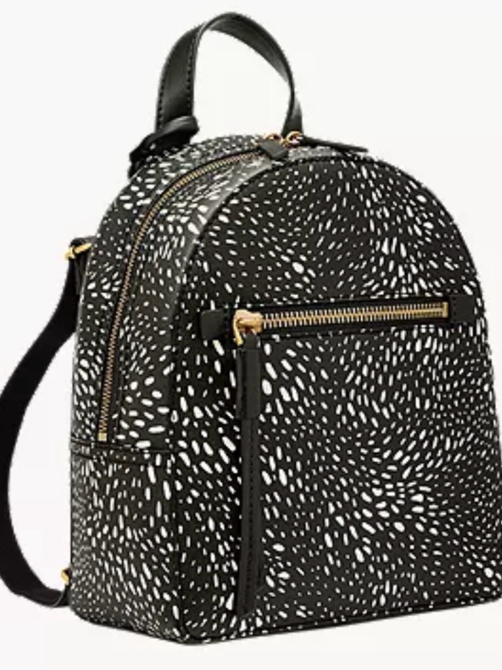 Megan mini backpack cheetah black & white print faux leather vegan coated canvas
